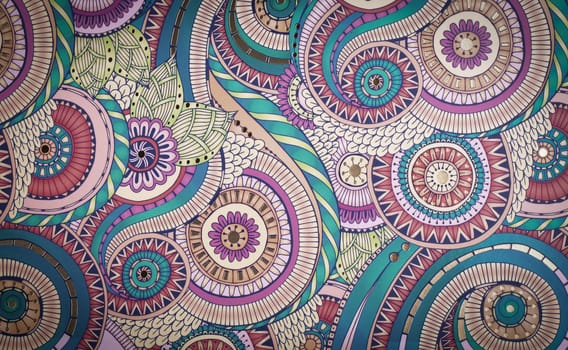 The close up Texture colored ornament on paper