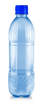 plastic bottle with water and red lid isolated