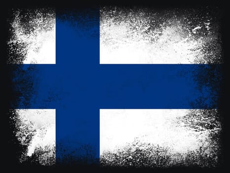 Finland Flag design composition of exploding powder and paint, isolated on a black background for copy space. Colorful abstract dust particles explosion. Euro 2020 football symbol for printing