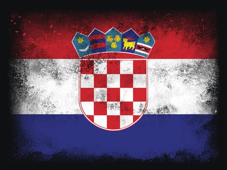 Croatia Flag design composition of exploding powder and paint, isolated on a black background for copy space. Colorful abstract dust particles explosion. Euro 2020 football symbol for printing