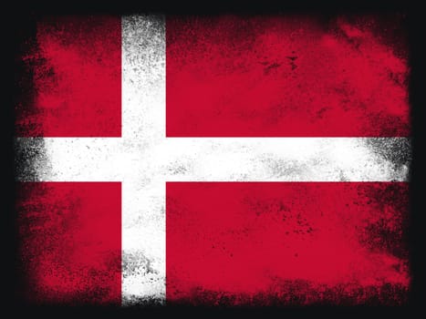 Denmark Flag design composition of exploding powder and paint, isolated on a black background for copy space. Colorful abstract dust particles explosion. Euro 2020 football symbol for printing