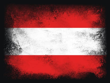 Austria Flag design composition of exploding powder and paint, isolated on a black background for copy space. Colorful abstract dust particles explosion. Euro 2020 football symbol for printing