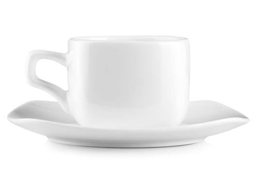 white cup of coffee isolated on the white background clipping path