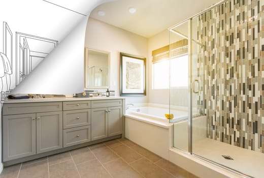 Master Bathroom Photo Page Corner Flipping with Drawing Behind.