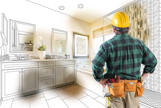 Contractor Facing Custom Master Bathroom Drawing and Photo Gradation.