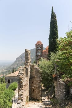 The abandoned medieval city of Mystras, Peloponnese, Greece.