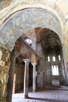 The abandoned medieval city of Mystras, Peloponnese, Greece.