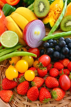 Set Of Fresh Fruits and various berries