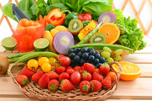 Set Of Fresh Fruits and various berries