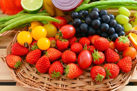 Set Of Fresh Fruits and various berries