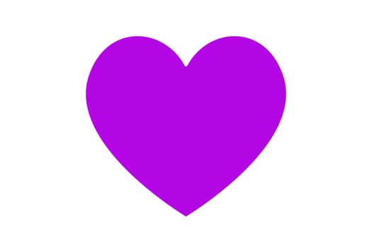 Violet heart illustration over white. Love symbol icon. Valentine's Day. Wedding.