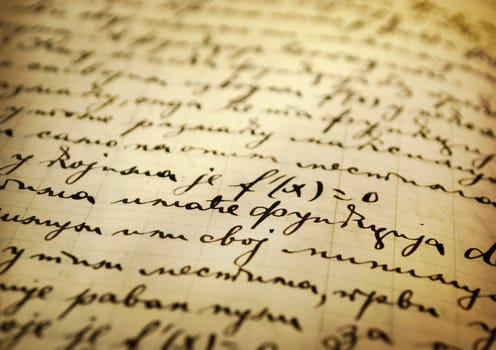 Closeup of an old manuscript written with ink