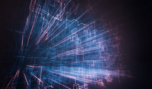 Abstract image of line and connections, colorful abstract geometric shape. 3D illustration.