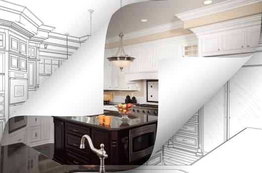 Kitchen Photo Page Corners Flipping with Drawing Behind.