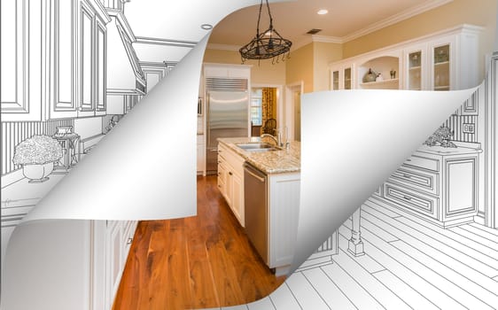 Kitchen Photo Page Corners Flipping with Drawing Behind.