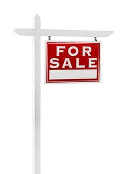 Right Facing For Sale Real Estate Sign Isolated on a White Background.