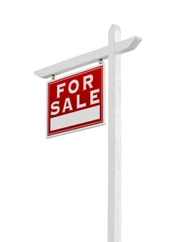 Left Facing For Sale Real Estate Sign Isolated on a White Background.