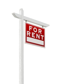 Right Facing For Rent Real Estate Sign Isolated on a White Background.