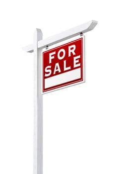 Right Facing For Sale Real Estate Sign Isolated on a White Background.