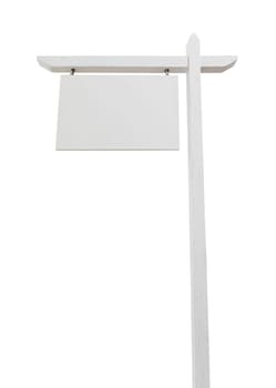 Blank Real Estate Sign Isolated on a White Background.