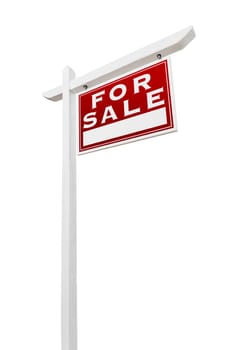 Right Facing For Sale Real Estate Sign Isolated on a White Background.