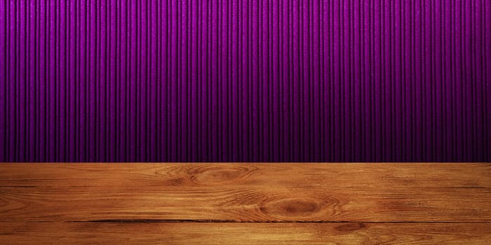The background is blank wooden boards and a textured striped wall with gradient lighting and vignetting. For product demonstrations, free space, layout, mockup, perspective board, background board.