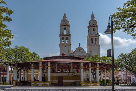 Independence Park with Conception Cathedral in Campeche, Mexico