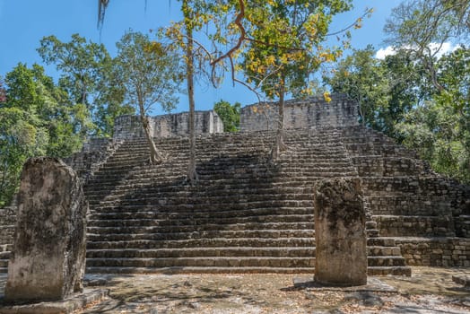 The temple ruins of the ancient Mayan city of Calakmul, Campeche, Mexico