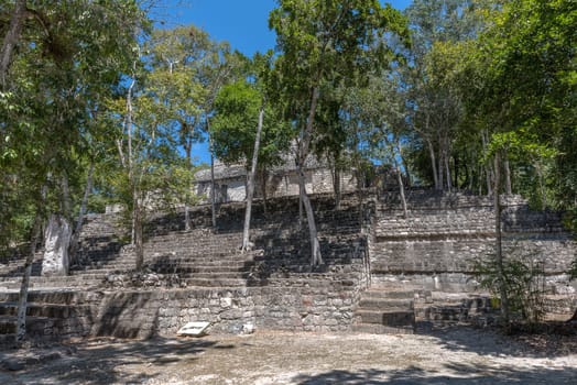 The temple ruins of the ancient Mayan city of Calakmul, Campeche, Mexico