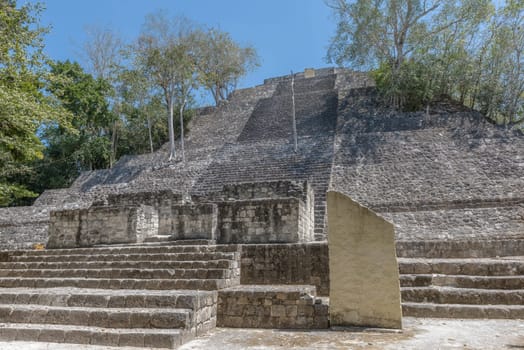 The temple ruins of the ancient Mayan city of Calakmul, Campeche, Mexico