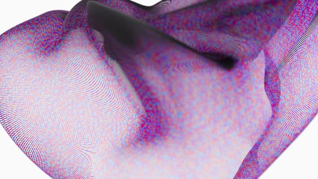 Geometric 3d render network wave with digital bokeh curves. Futuristic fluid in dynamic vortex decoration. Virtual silk with futuristic shimmers and textured embellishments