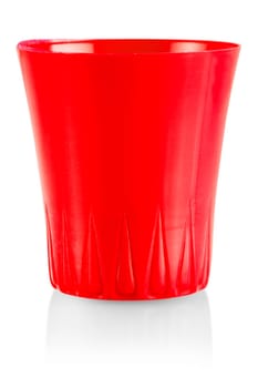 The close up Plastic Cup isolated on white with a clipping path.