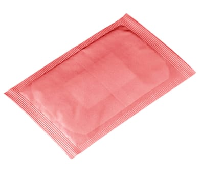 The red blank packaging foil sachet isolated on white background with clipping path