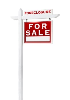 Right Facing Foreclosure Sold For Sale Real Estate Sign Isolated on White.
