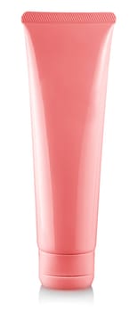 The tube female cream on white background