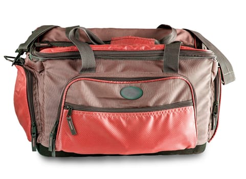 The red Sport bag isolated on the white background