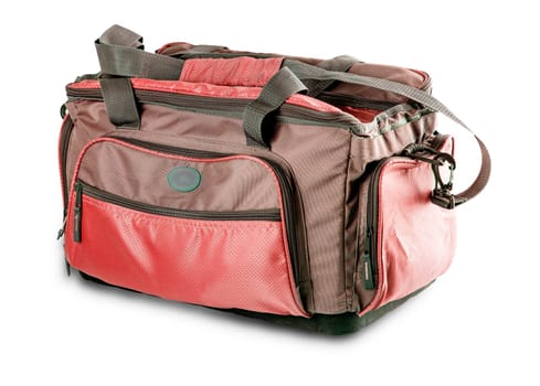 The red Sport bag isolated on the white background
