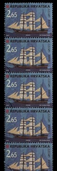 A stamp printed in Croatia shows The Barque, Series Croatian ships, circa 1998