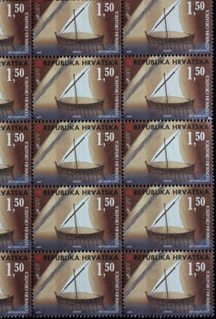 A stamp printed in Croatia shows Condura Croatica, Series Croatian ships, circa 1998
