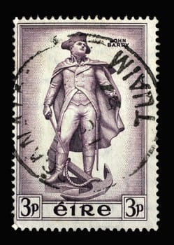 A stamp printed in Ireland shows John Barry, an Officer in the Continental Navy during the American Revolutionary War, circa 1956