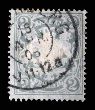 Stamp printed in Germany shows Bayern coat of arms, Bavaria series, circa 1900