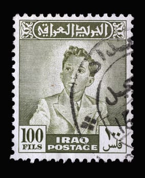 Stamp printed in Iraq shows portrait of King Faisal II (1935-1958), series, circa 1948