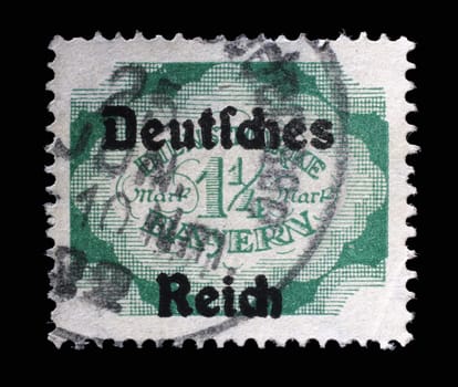 Stamp printed in in Bavaria shows Value on cloudy ground, circa 1920
