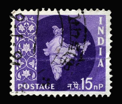 Stamp printed in India shows Map of India, circa 1958