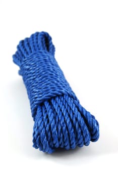 stock pictures of a coil and loop of blue rope
