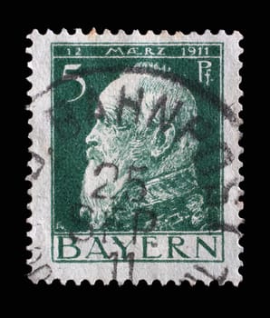 Stamp printed in Bavaria shows portrait of Prince Regent Luitpold, circa 1911