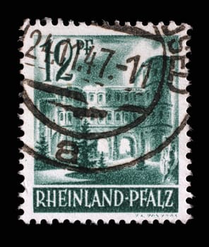 Stamp printed in Germany, Rheinland, that shows Porta Nigra in Trier, circa 1947