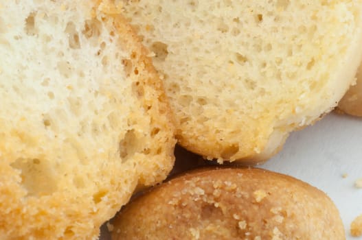 beautiful background of croutons of bread