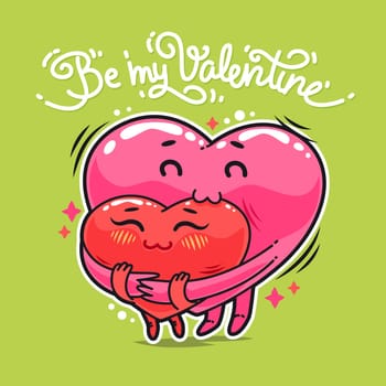 Hugging Valentine Hearts for Humor Valentine's Day Design or T-Shirt Print. In the EPS file, each element is grouped separately. Clipping paths included in additional jpg format.