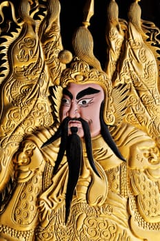 Chinese warrior beautiful statue photographed close up